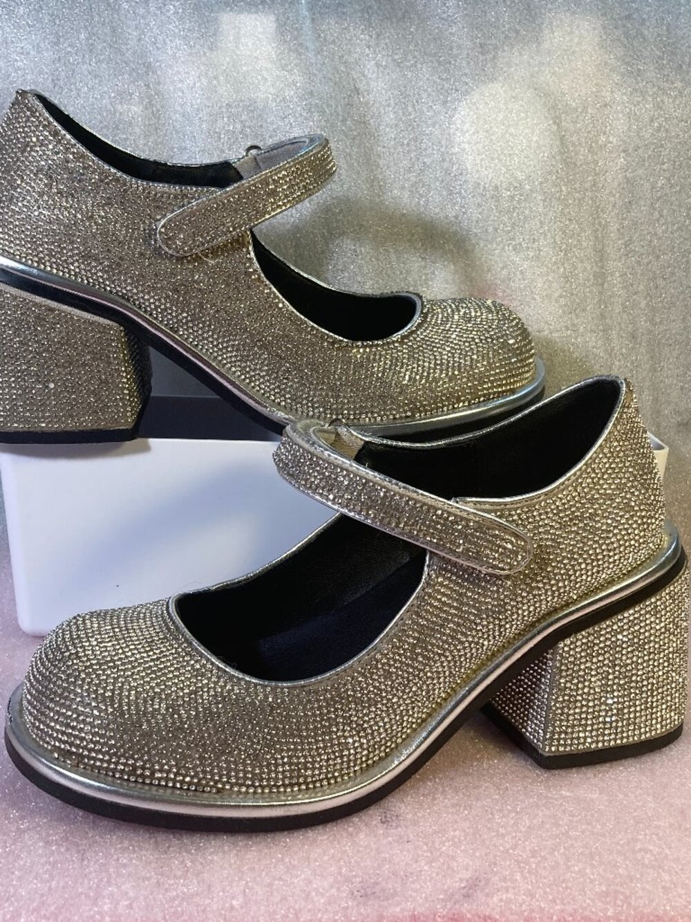 Dolls Kill Sugar Thrillz Desire Me Rhinestone Mary Janes - Silver
